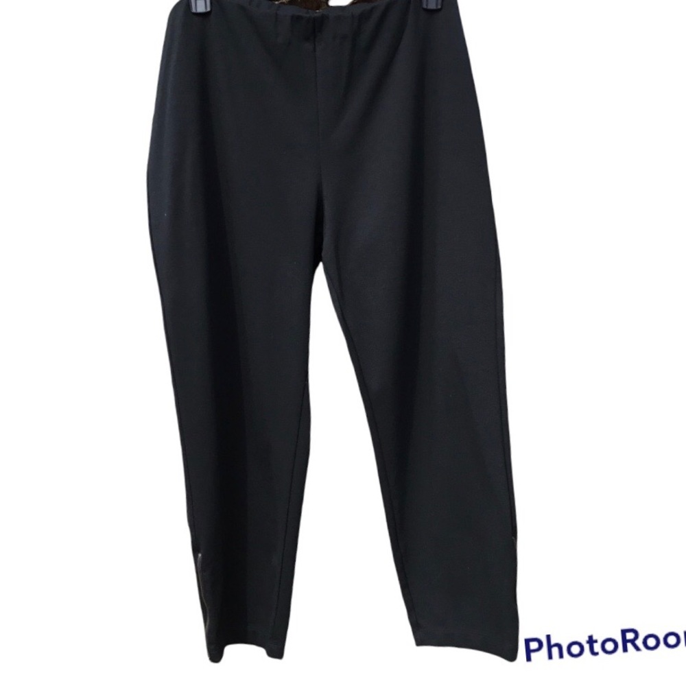 Eileen Fisher black stretch pant with side zipper hem 3X EUC